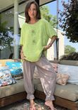 Izi Cheesecloth Button Tee Lime